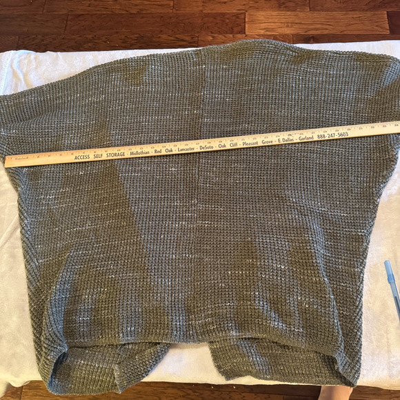 Universal Thread Cardigan olive green waffle knit boxy open front pockets sz M - Picture 10 of 10